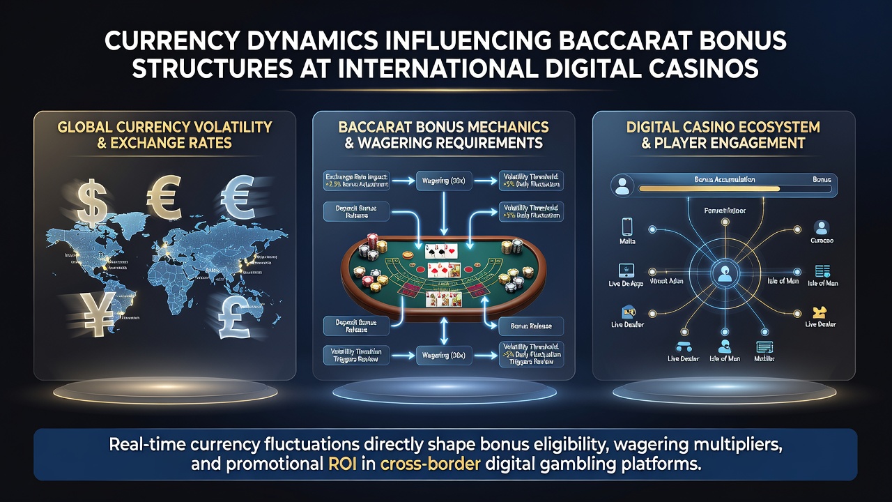 Digital interface showing multi-currency bonus options for baccarat players