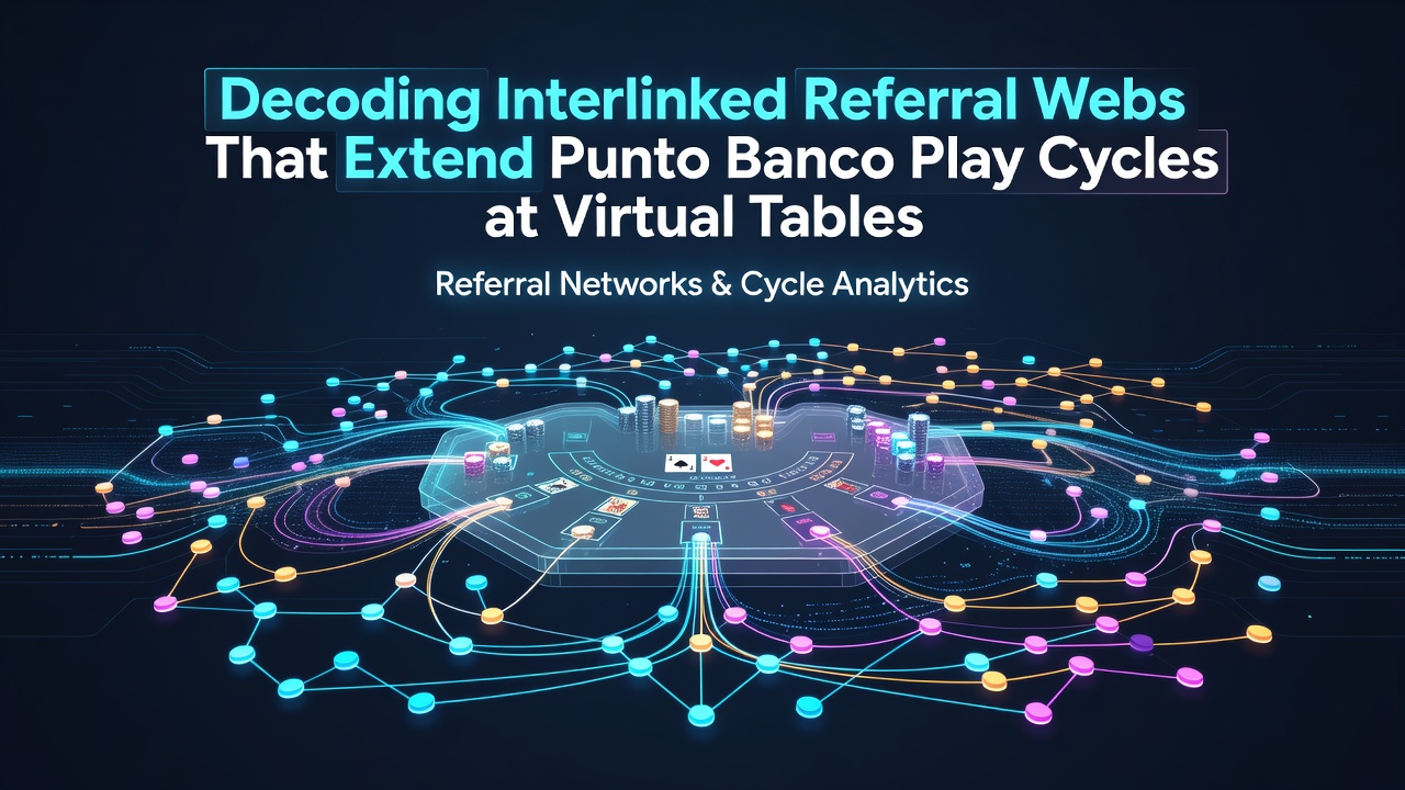 Illustration of interconnected referral networks linking multiple players in a virtual punto banco environment