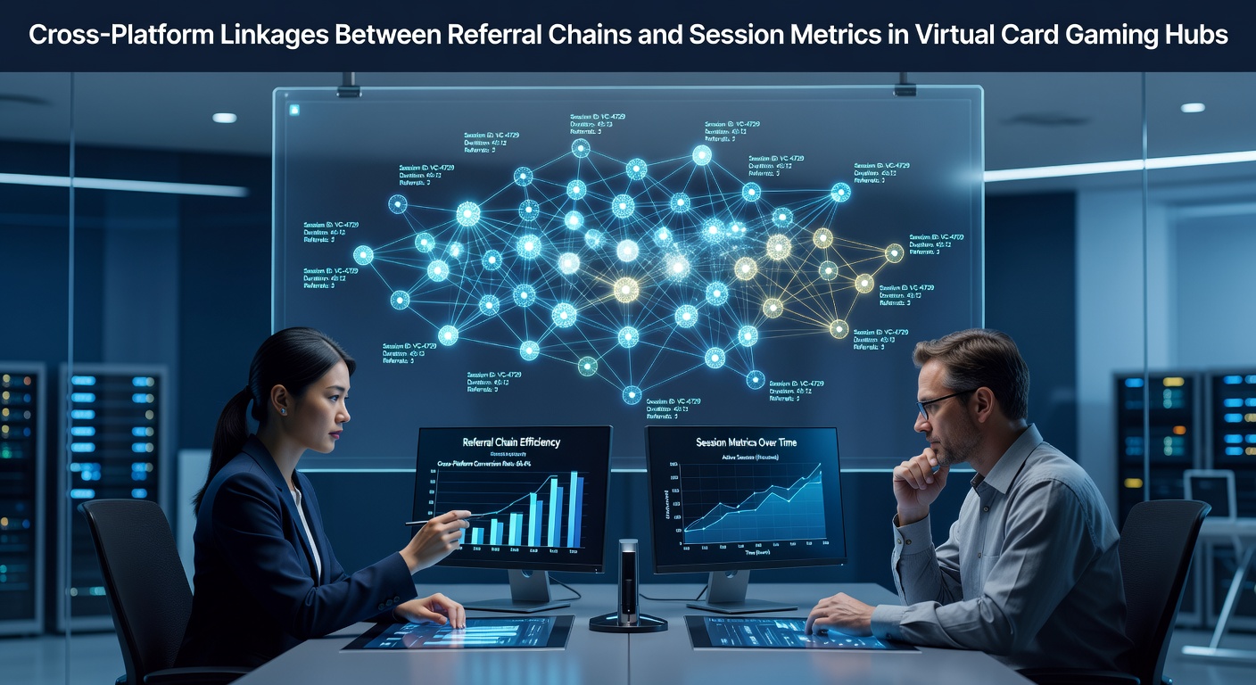 Analysis of referral chains and session metrics across virtual card gaming platforms