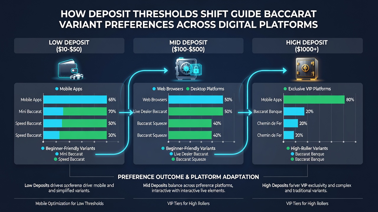 Analytics dashboard displaying baccarat variant selection trends linked to deposit threshold changes