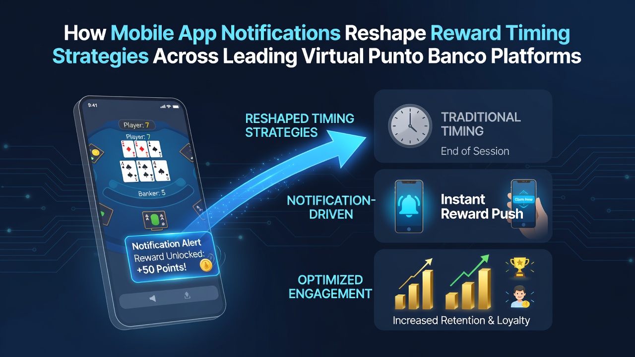 Mobile app notification interface displaying punto banco reward timing alerts on a smartphone screen