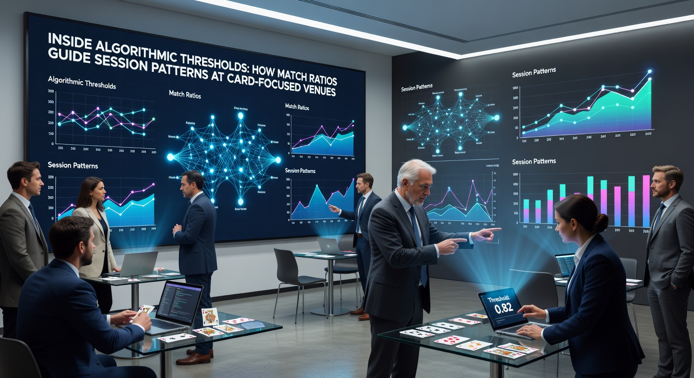 Data visualization screens displaying match ratio metrics and session pattern analytics in a casino control room