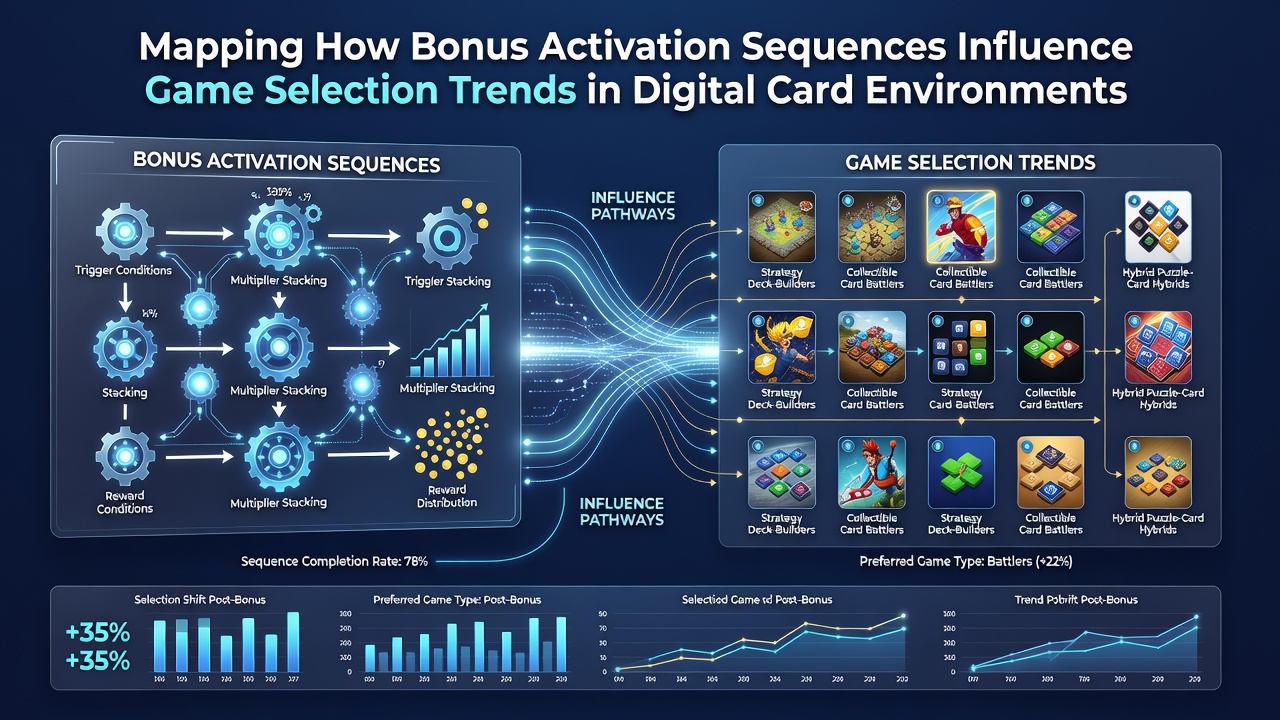 Data visualization of game selection trend shifts following different bonus activation orders in online card platforms