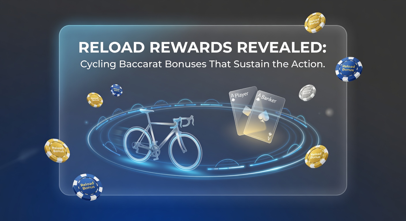 Screenshot of a casino dashboard displaying active reload bonus cycles for baccarat, with deposit sliders and timers visible