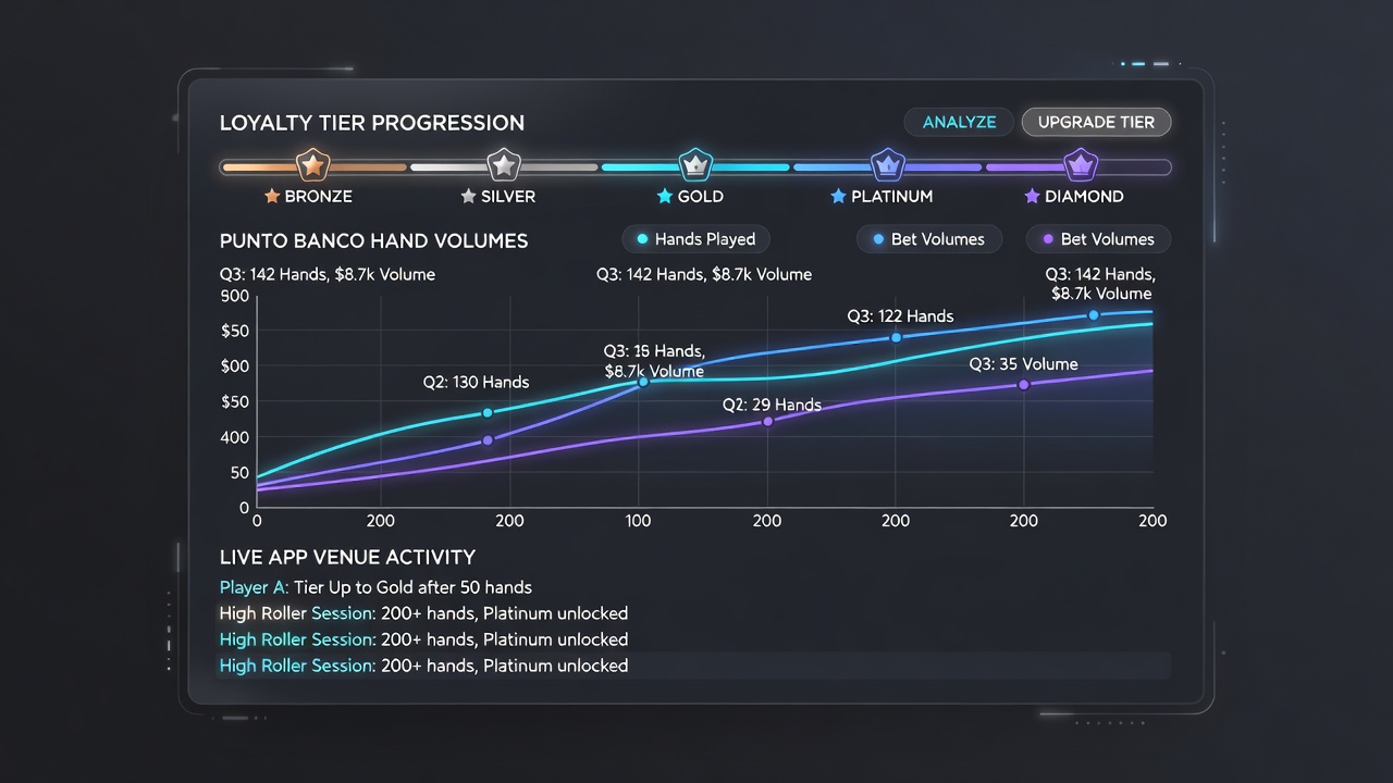 Graph illustrating hand volume increases across loyalty tiers in digital baccarat apps
