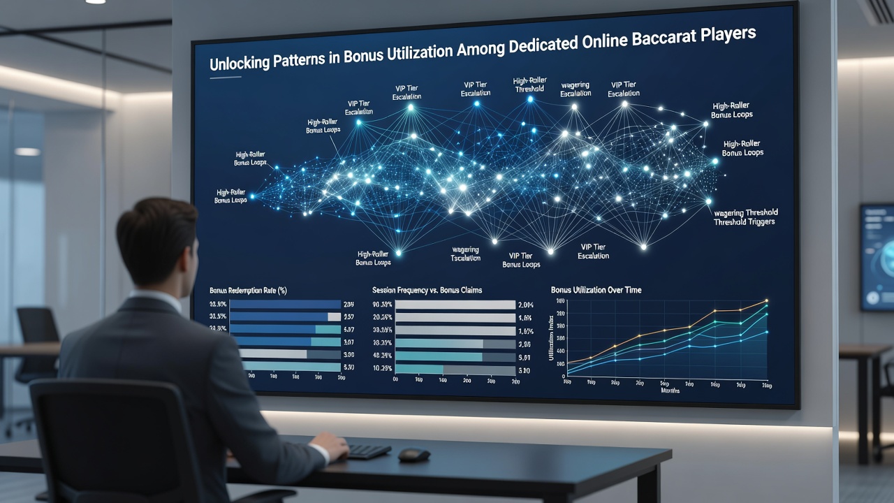 Charts displaying bonus utilization rates and session metrics for online baccarat players in 2026
